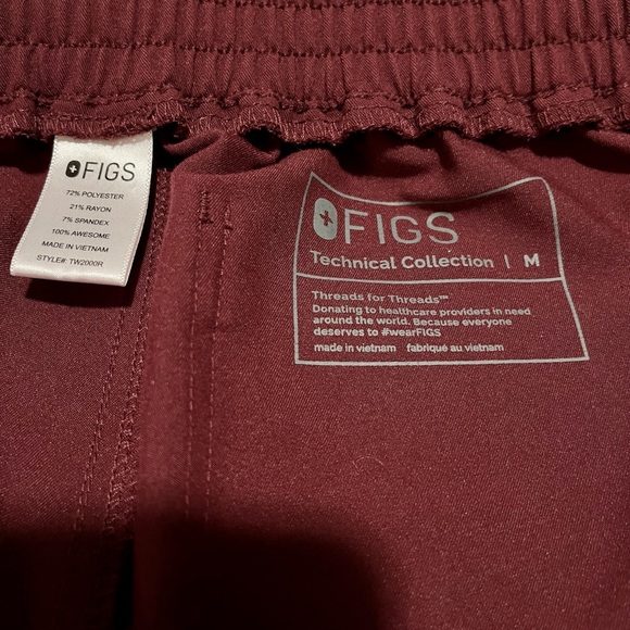 Figs Yola Skinny Scrub Pant Burgundy - Picture 3 of 4